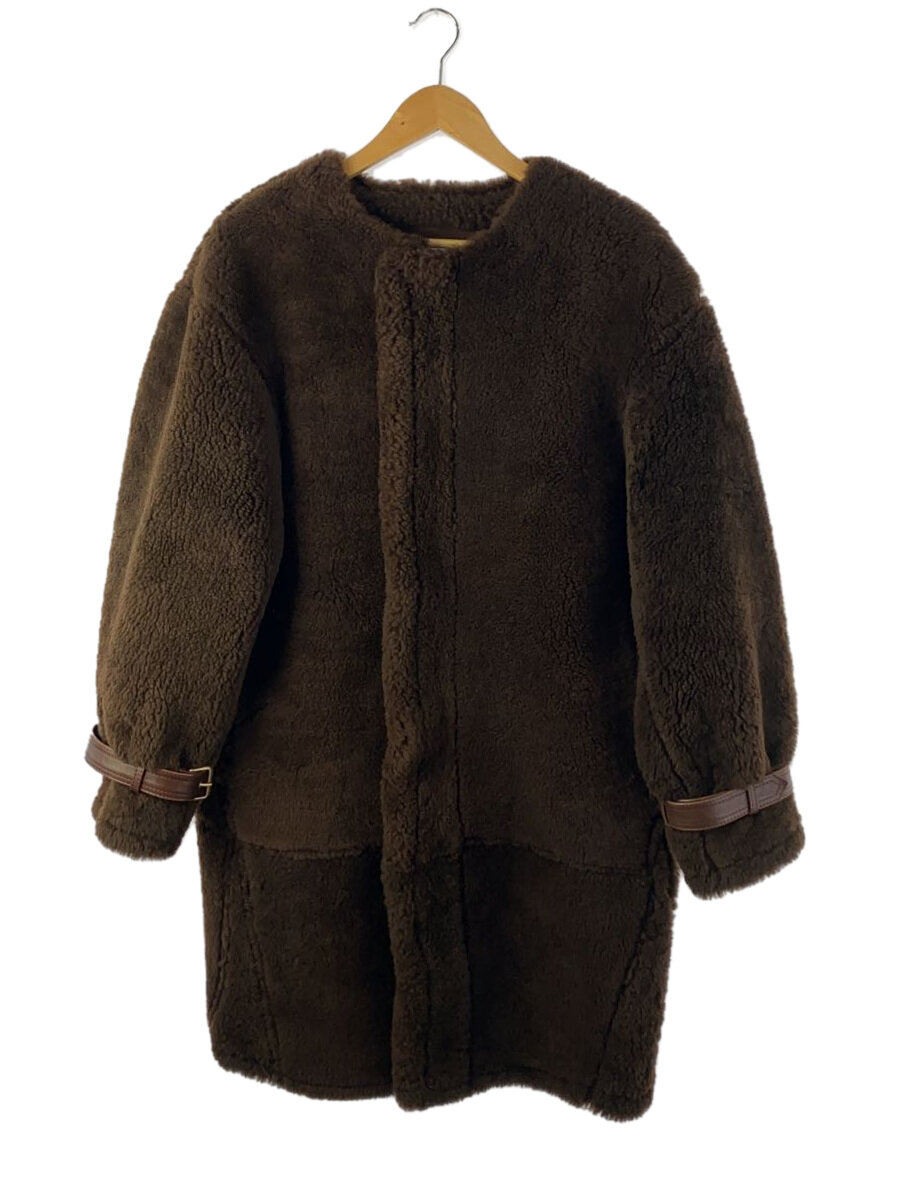 【中古】HYKE◆シアリングコート/18AW/SHEARLING COAT/1/綿織物/赤銅色/無地/17166-1101//【レディース御召しもの】