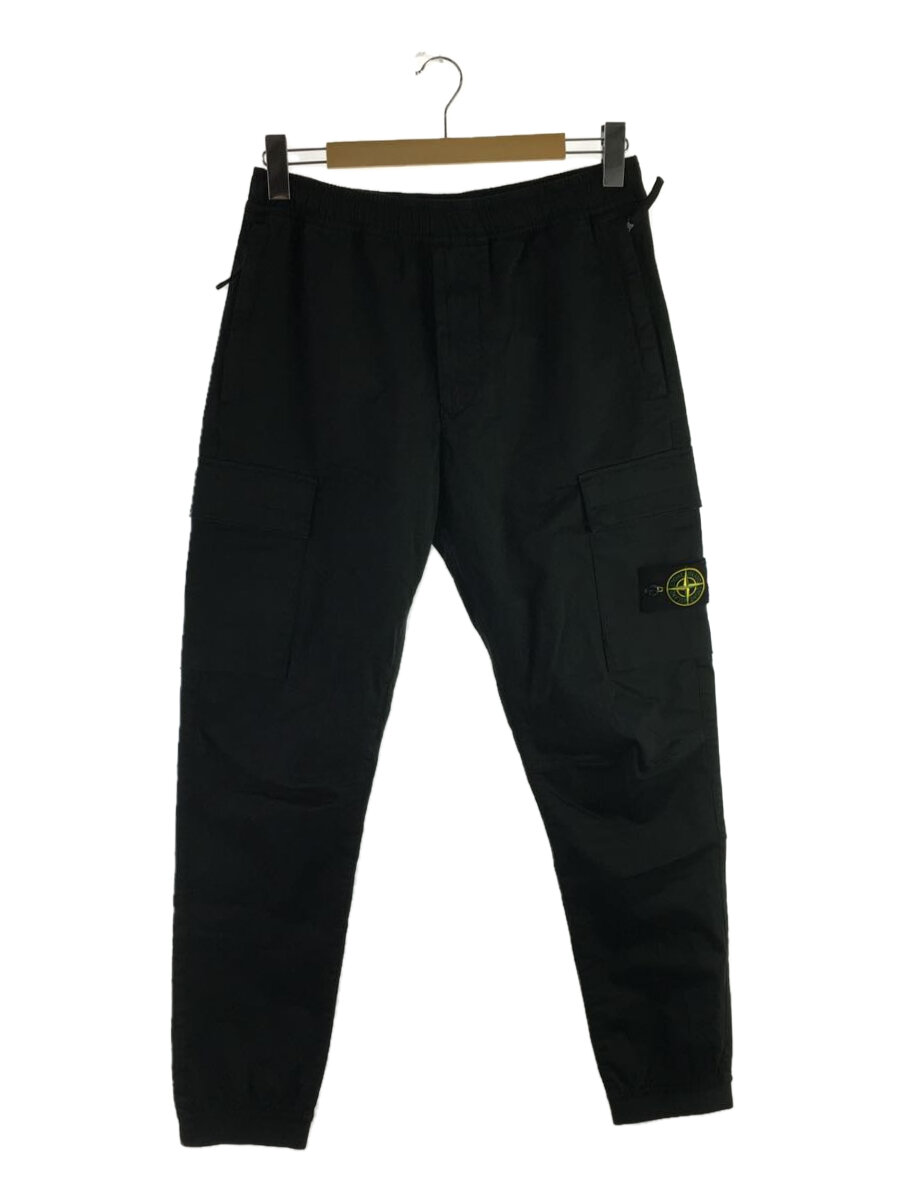 【中古】STONE ISLAND◆ガーメントダイストレッチテーパードカーゴパンツ/カーゴパンツ/32/綿織物/BLK【メンズウェア】