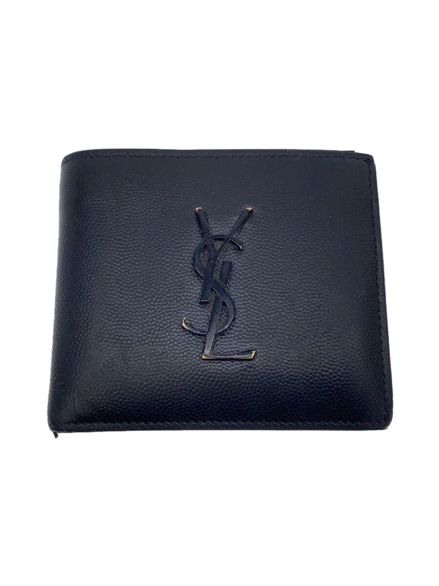 【中古】SAINT LAURENT◆YSLロゴタイプ/2つ折り紙入れ/なめし革/BLK/メンズ/GBL463249//【服飾雑貨他】