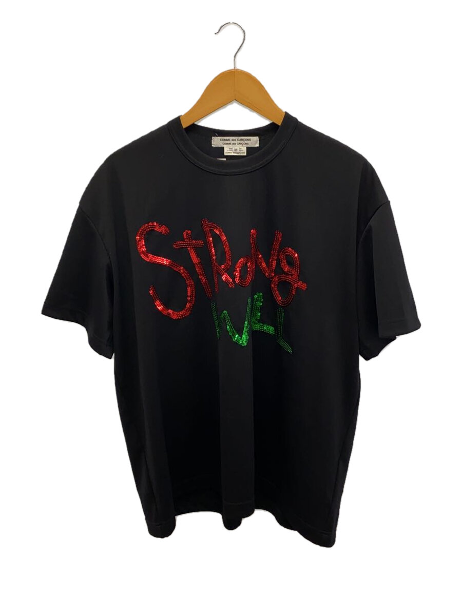 【中古】COMME des GARCONS COMME des GARCONS◆ティーシャツ/M/ポリエステル/BLK/RN-T006【レディース御召しもの】
