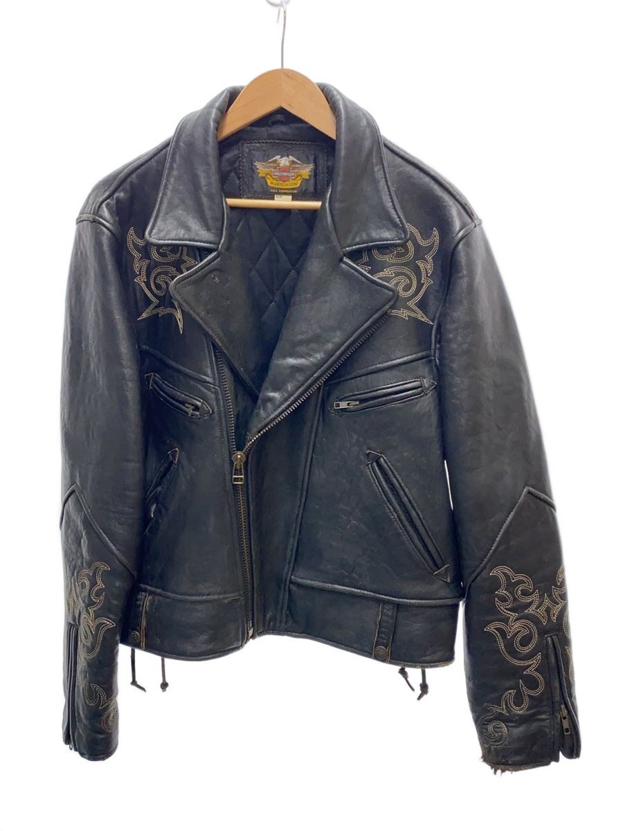 【中古】HARLEY DAVIDSON◆ダブルライダースジャケット/L/レザー/BLK【メンズウェア】｜2ｎｄ STREET 店