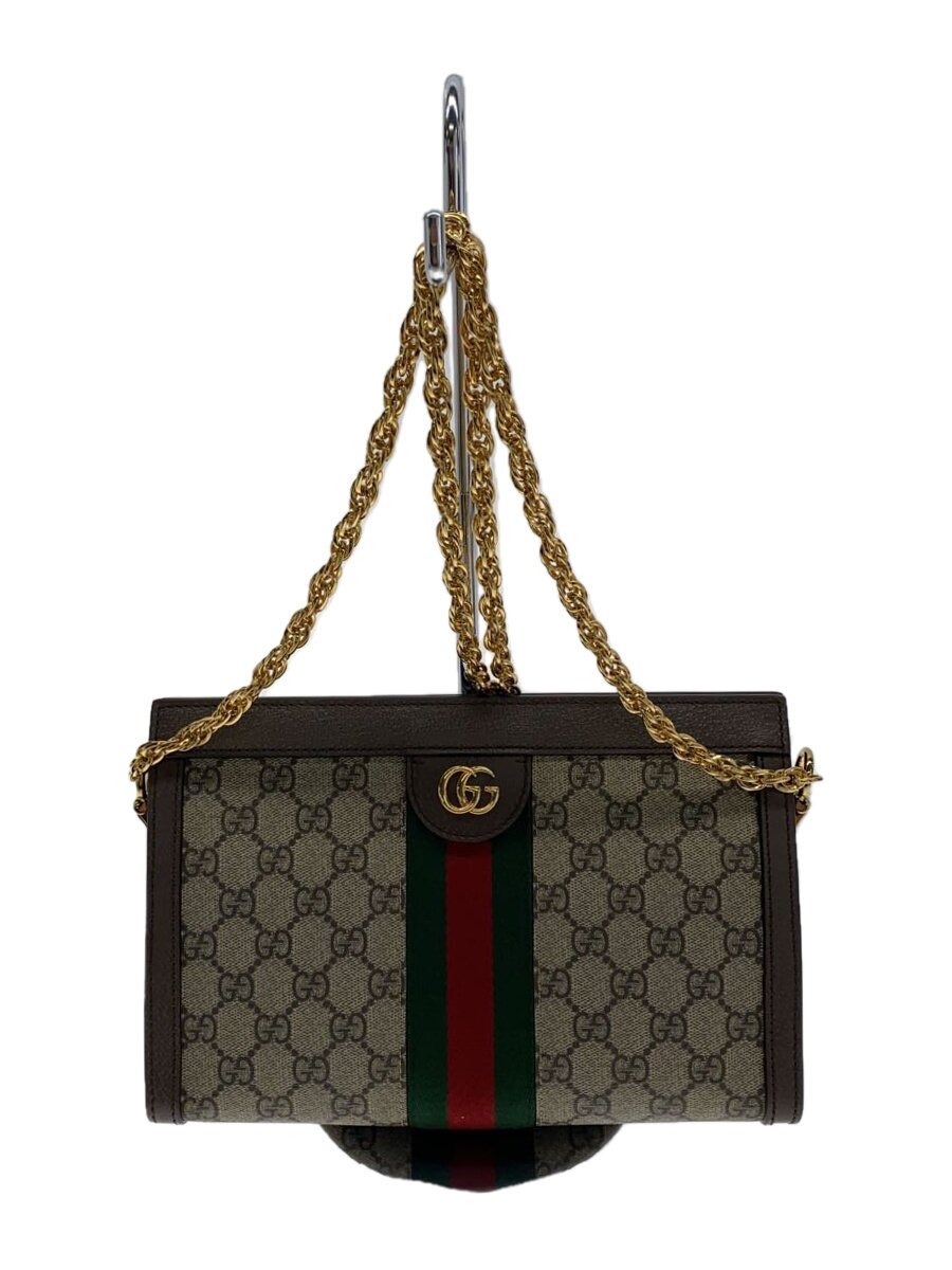 【中古】GUCCI◆チェーン店ショルダーバッグ_オフィディア_GGスプリーム/PVC/BRW/総柄//【御徒面子】