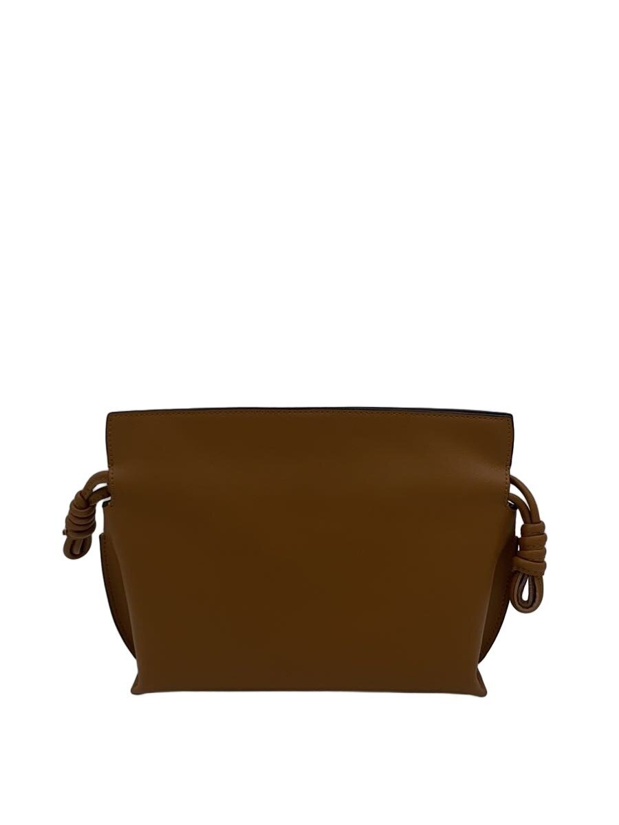 【中古】LOEWE◆ショルダーバッグ/なめし革/BRW/無地【御徒面子】