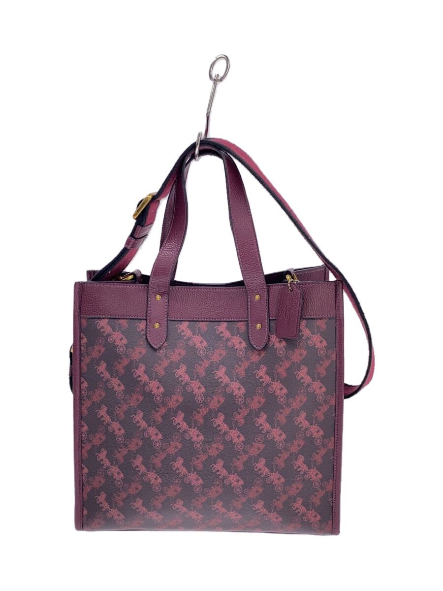 【中古】COACH◆フィールドトート_ウィズホースアンドキャリッジプリント/なめし革/BRD【御徒面子】