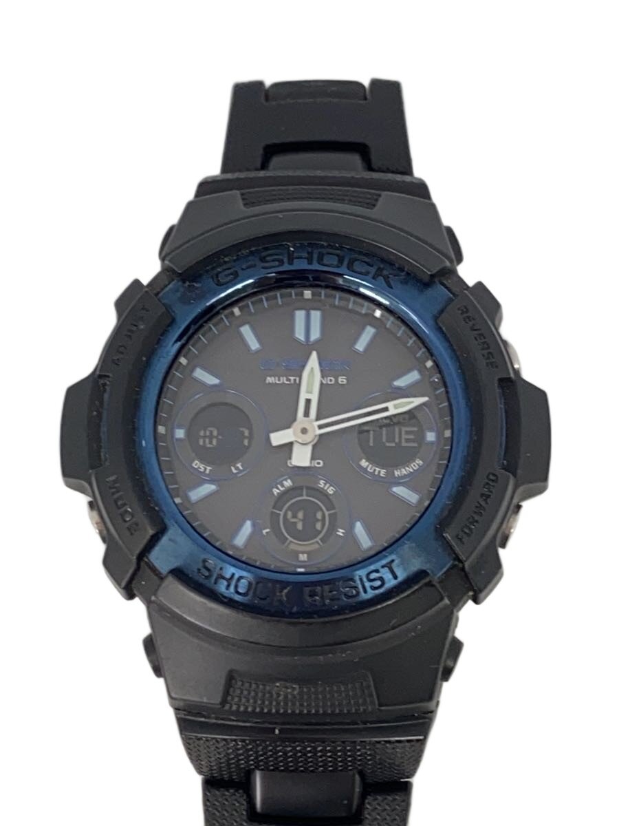 【中古】CASIO◆ソーラーウオッチ・G-SHOCK/デジアナ/BLK【服飾雑貨他】