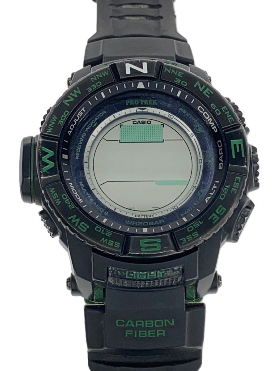 【中古】CASIO◆ソーラーウオッチ・PROTREK/デジタル/BLK【服飾雑貨他】