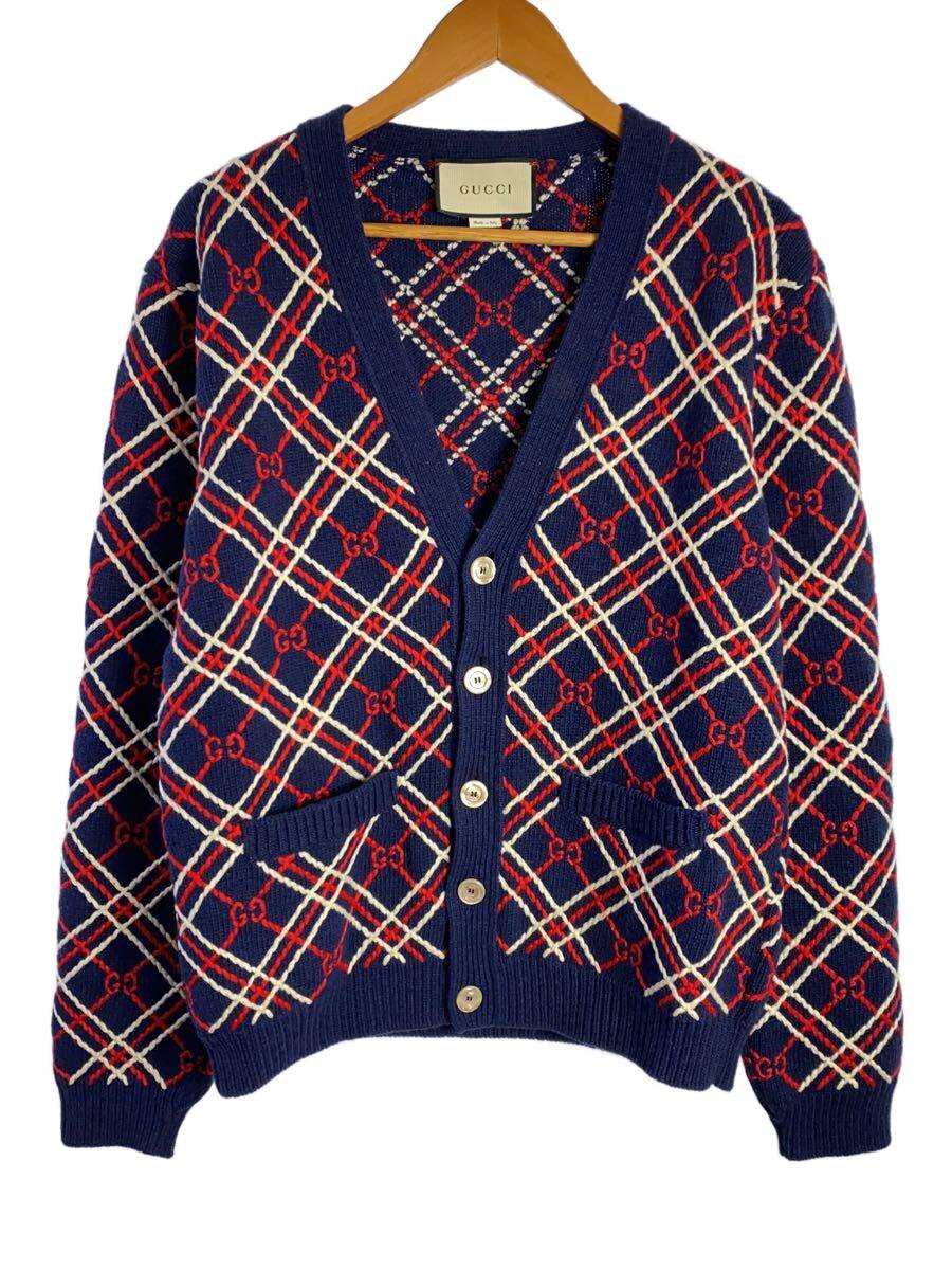 【中古】GUCCI◆ジレー(朦々たる)/S/アクリル樹脂/NVY/総柄/603985 XKA2T【メンズウェア】