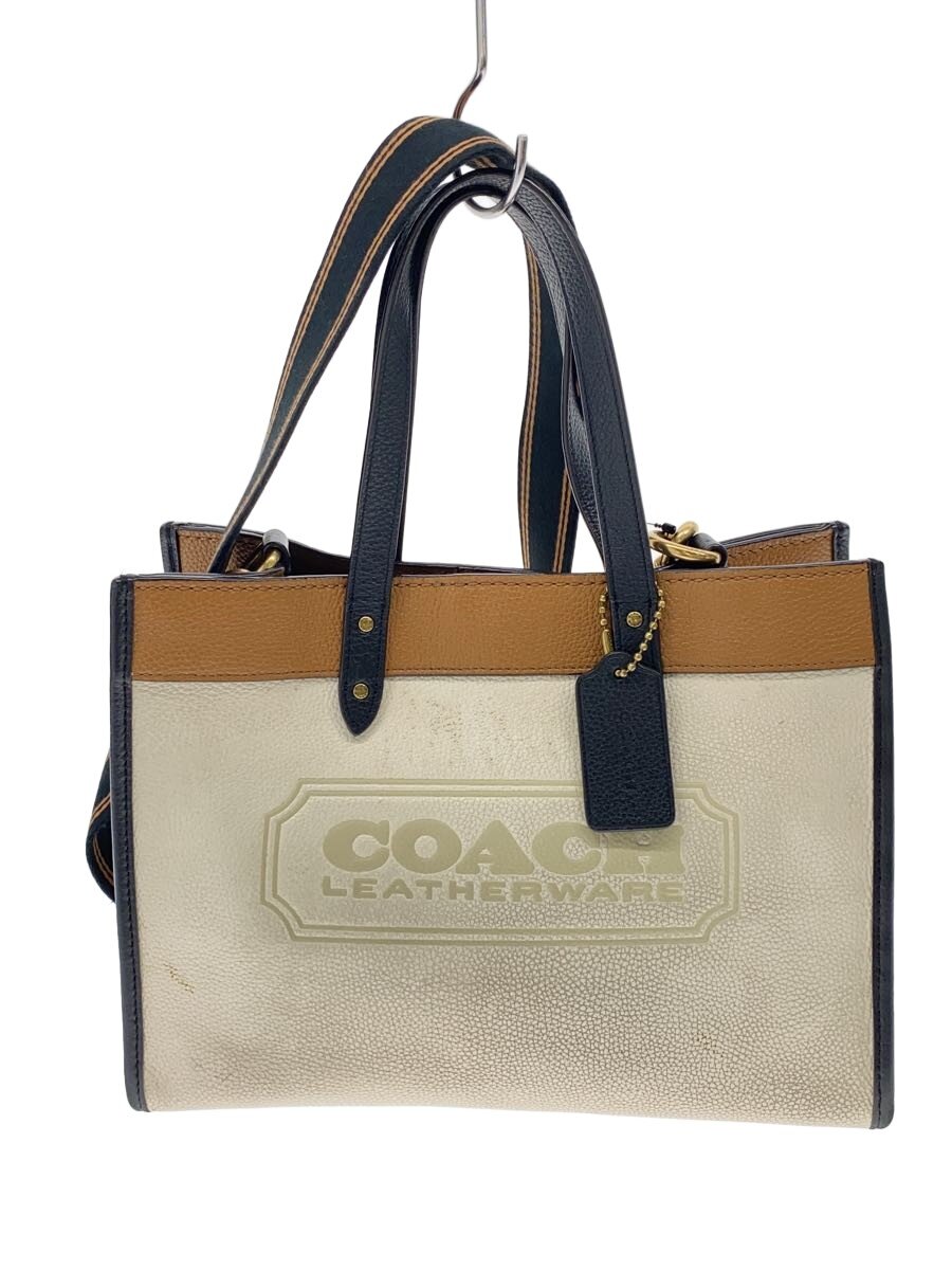 【中古】COACH◆フィールド・トート30_カラーブロック_コーチバッジ_ブラウンレザー/レザー/BEG【バッグ】｜2ｎｄ STREET 店 11,669円
