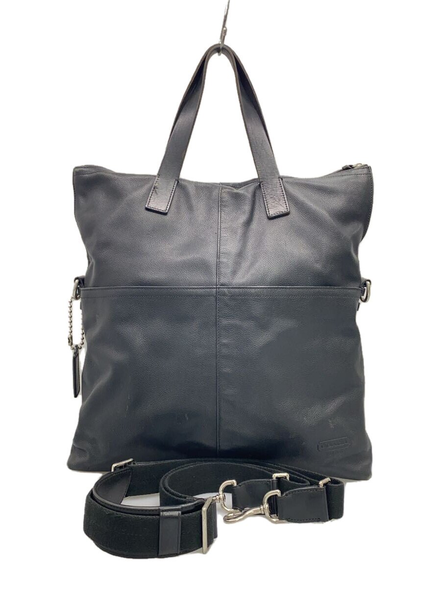 【中古】COACH◆トートバッグ/なめし革/BLK/無地/70493【御徒面子】