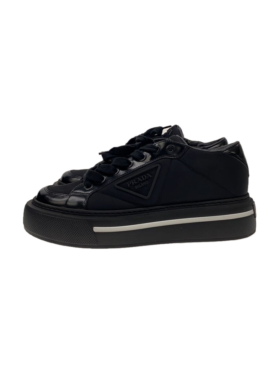 【中古】PRADA◆RE-NYLON/三角ロゴタイプ/ローカットスニーカー/23.5珊/BLK/ナイロン/2eg376【シューズ】