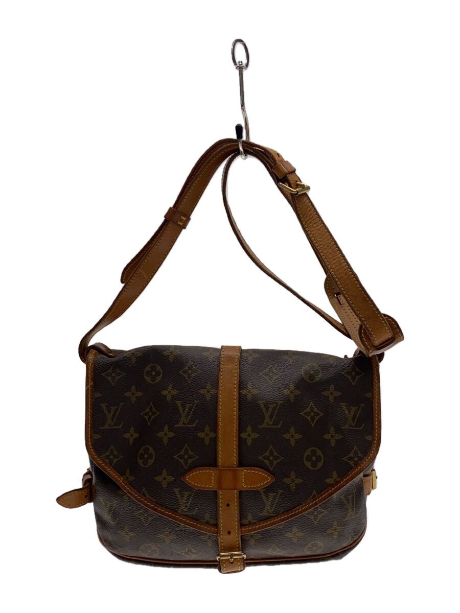 【中古】LOUIS VUITTON◆1)ソミュール30_モノグラム・帆布_BRW/PVC/BRW//【御徒面子】
