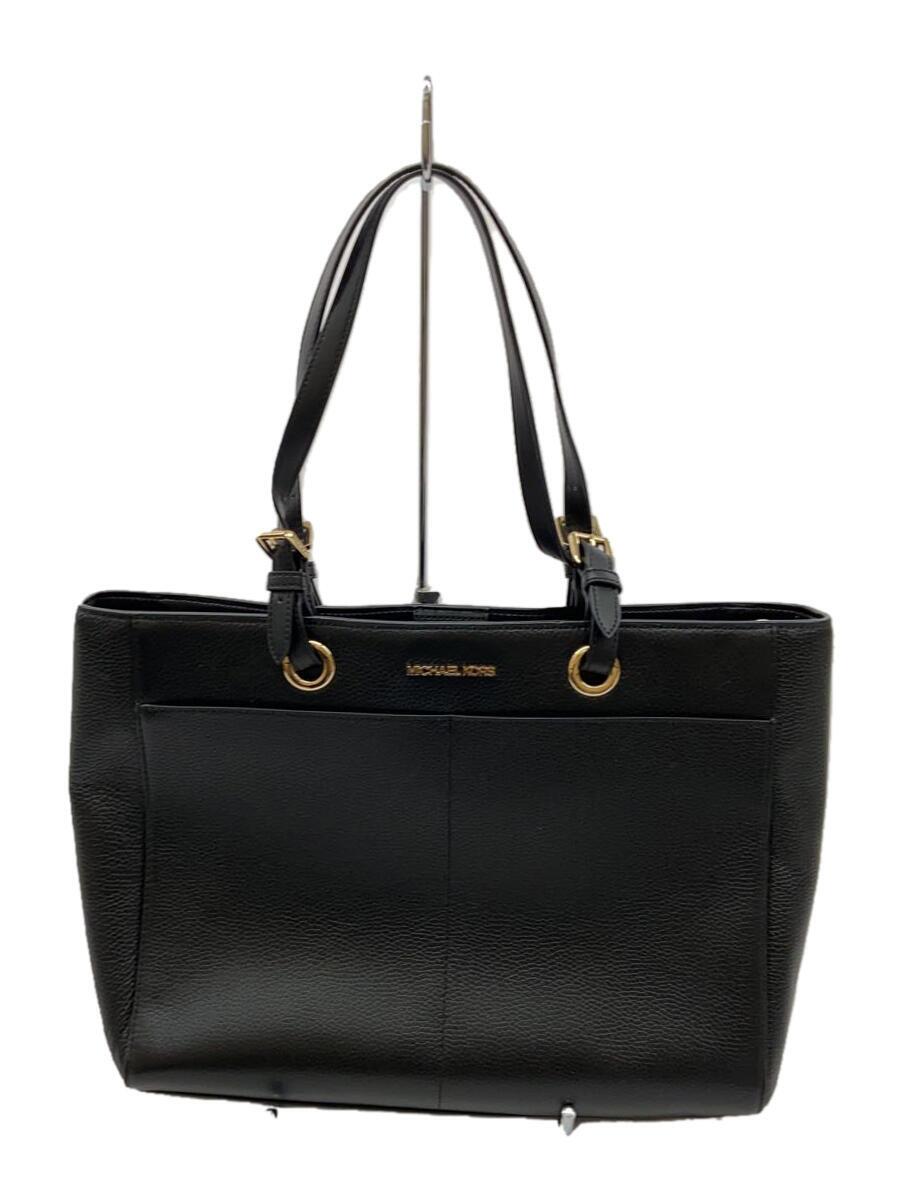 【中古】MICHAEL KORS◆トートバッグ/なめし革/BLK/無地/35S1GTVT7L【御徒面子】