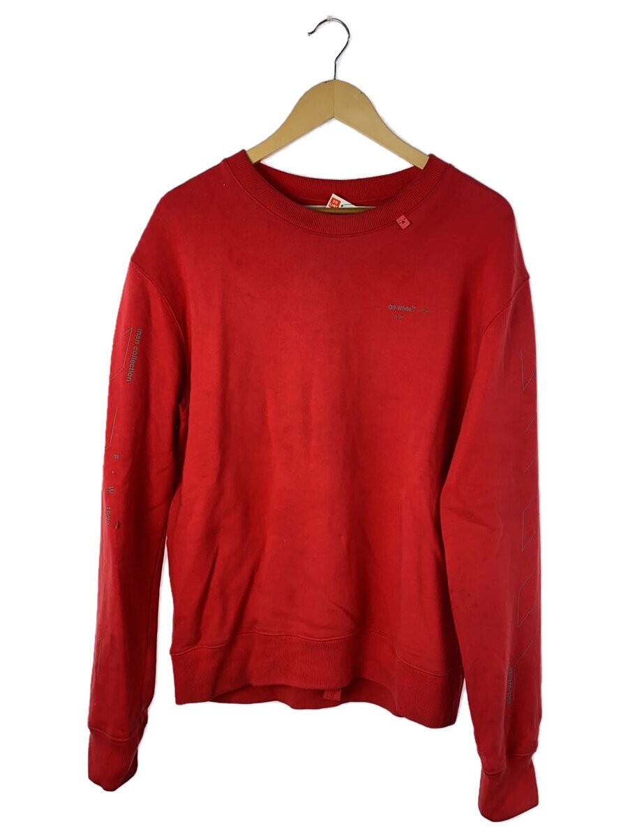 【中古】OFF-WHITE◆DIAG UNFINISHED SLIM CREWNECK SW/M/綿織物/RED/OMBA025E19E30003【メンズウェア】