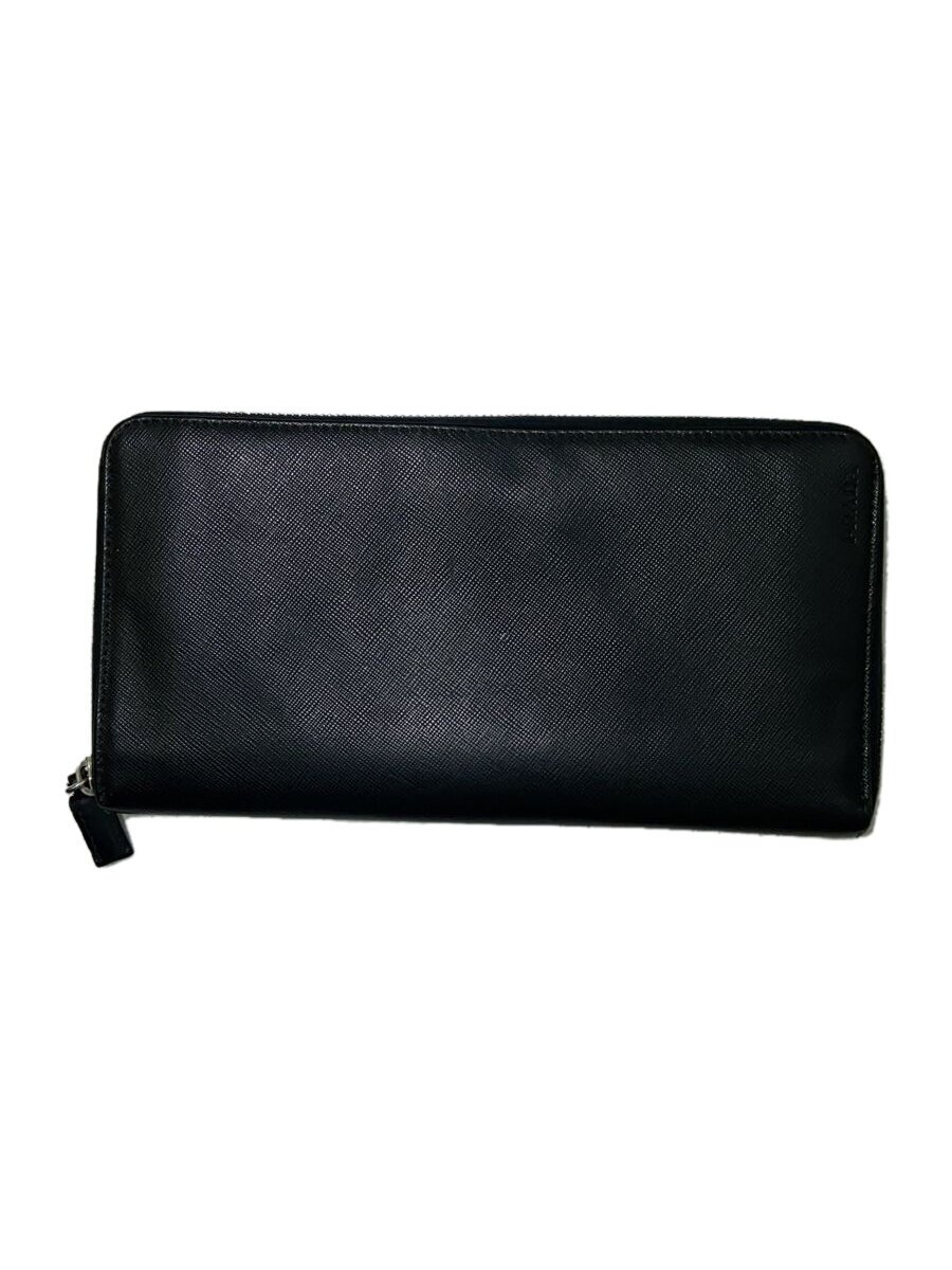 【中古】PRADA◆長紙入れ/なめし革/黒いこと/メンズ/2ML220【服飾雑貨他】