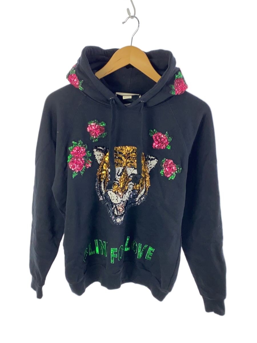【中古】GUCCI◆スパンコール/パーカー/S/綿織物/BLK/460512 X5N96//【メンズウェア】