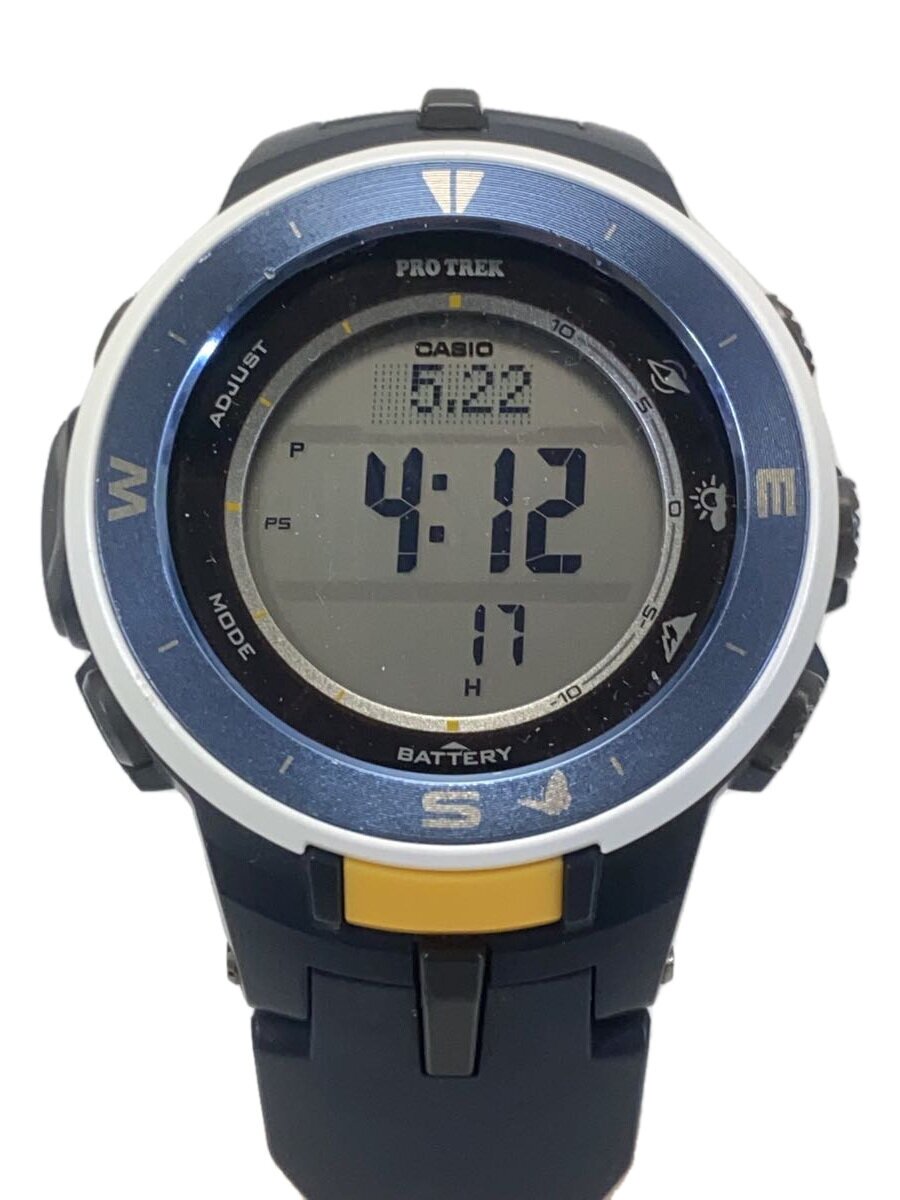 【中古】CASIO◆ソーラーウオッチ・PROTREK/デジタル/BLU【服飾雑貨他】