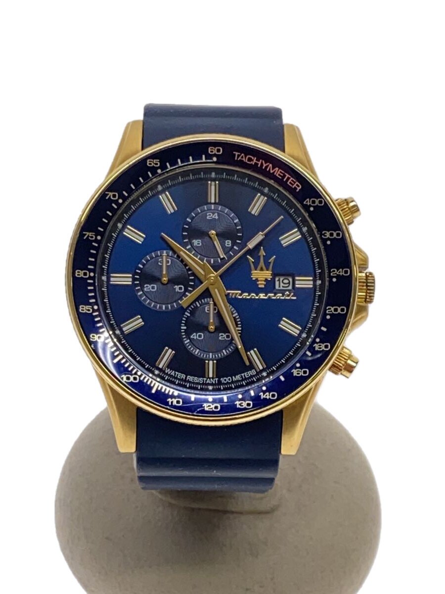 【中古】MASERATI◆石英ウオッチ/アナログ/NVY/R8871640004【服飾雑貨他】