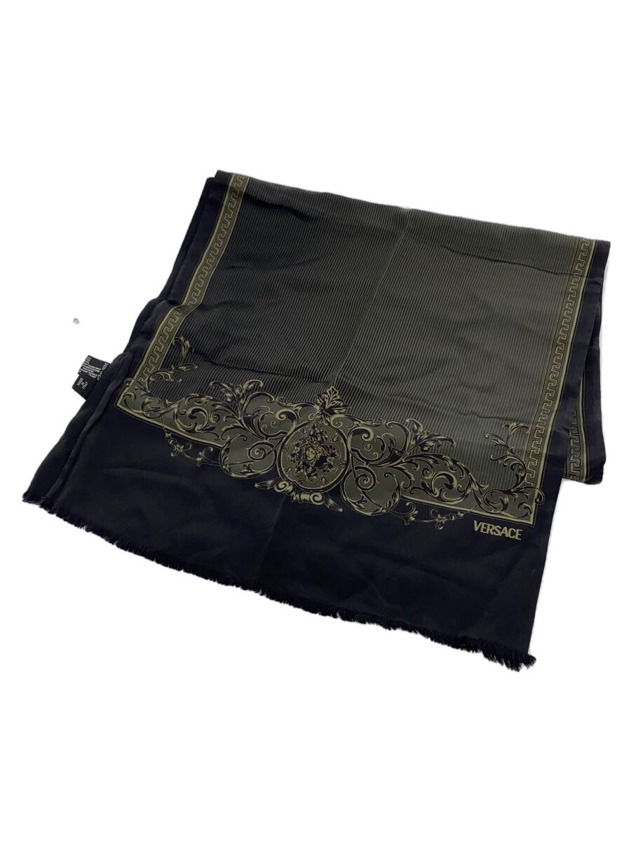 【中古】VERSACE◆えり巻き/地絹/BLK/レディース【服飾雑貨他】