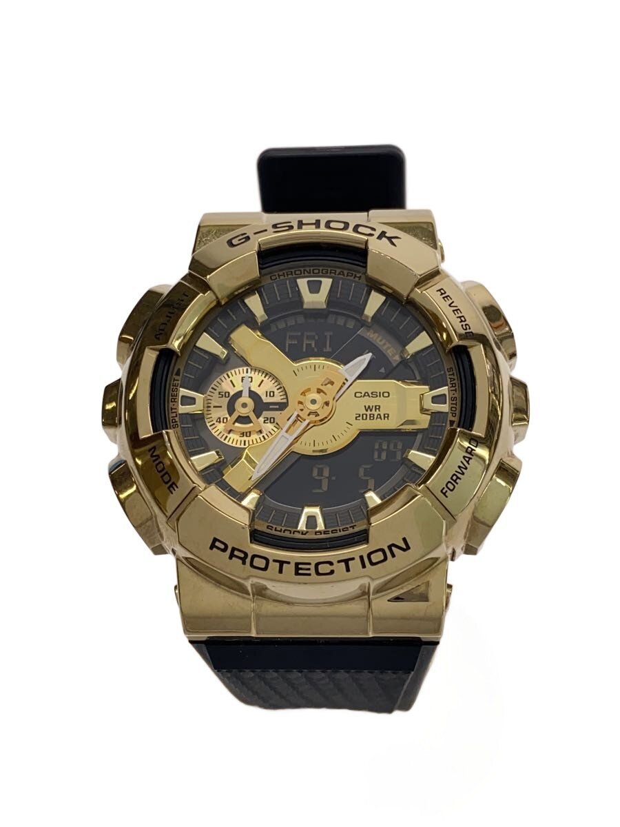【中古】CASIO◆石英ウオッチ_G-SHOCK/デジタル/天然ゴム/GLD/BLK/SS//【服飾雑貨他】