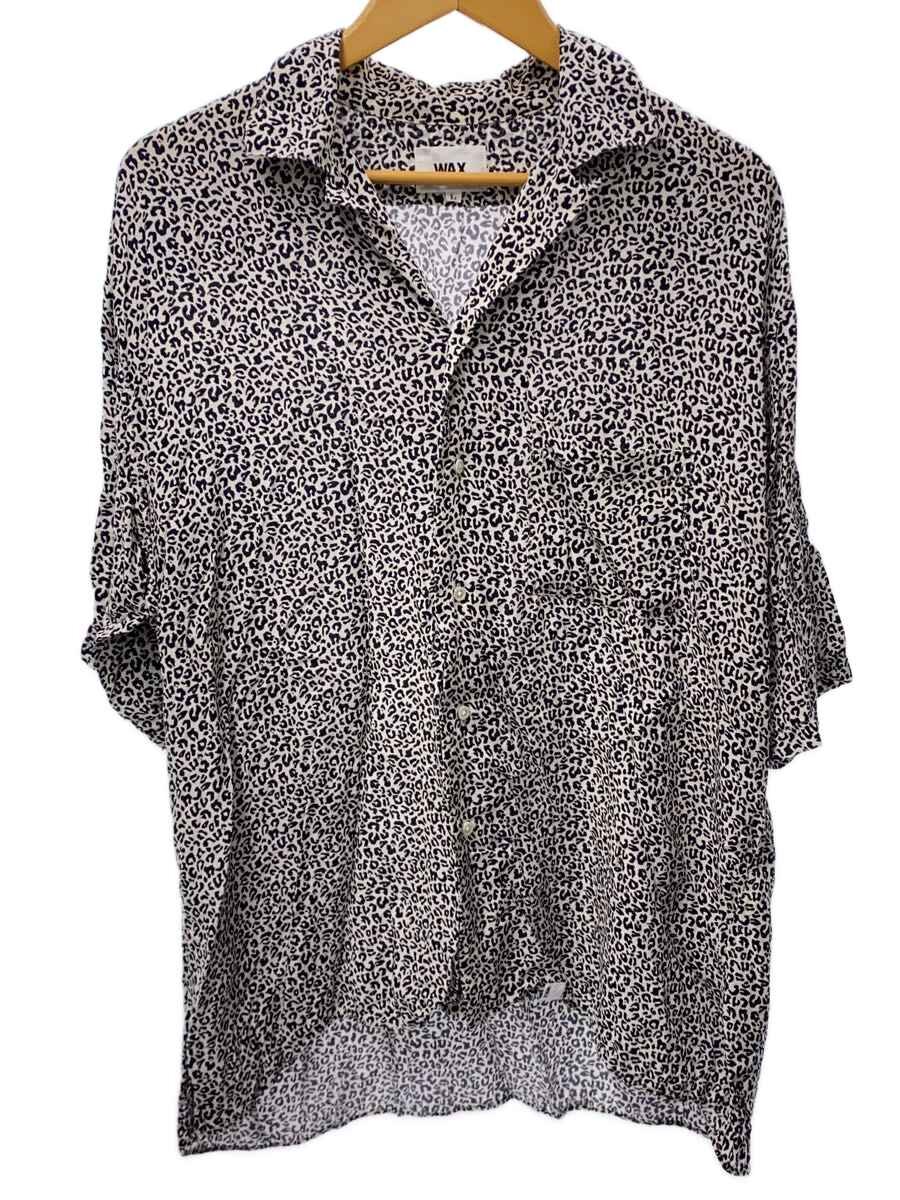 【中古】WAX◆LEOPARD OPEN SHIRT/L/人絹/WHT/毛の荒物/WX-0343【メンズウェア】