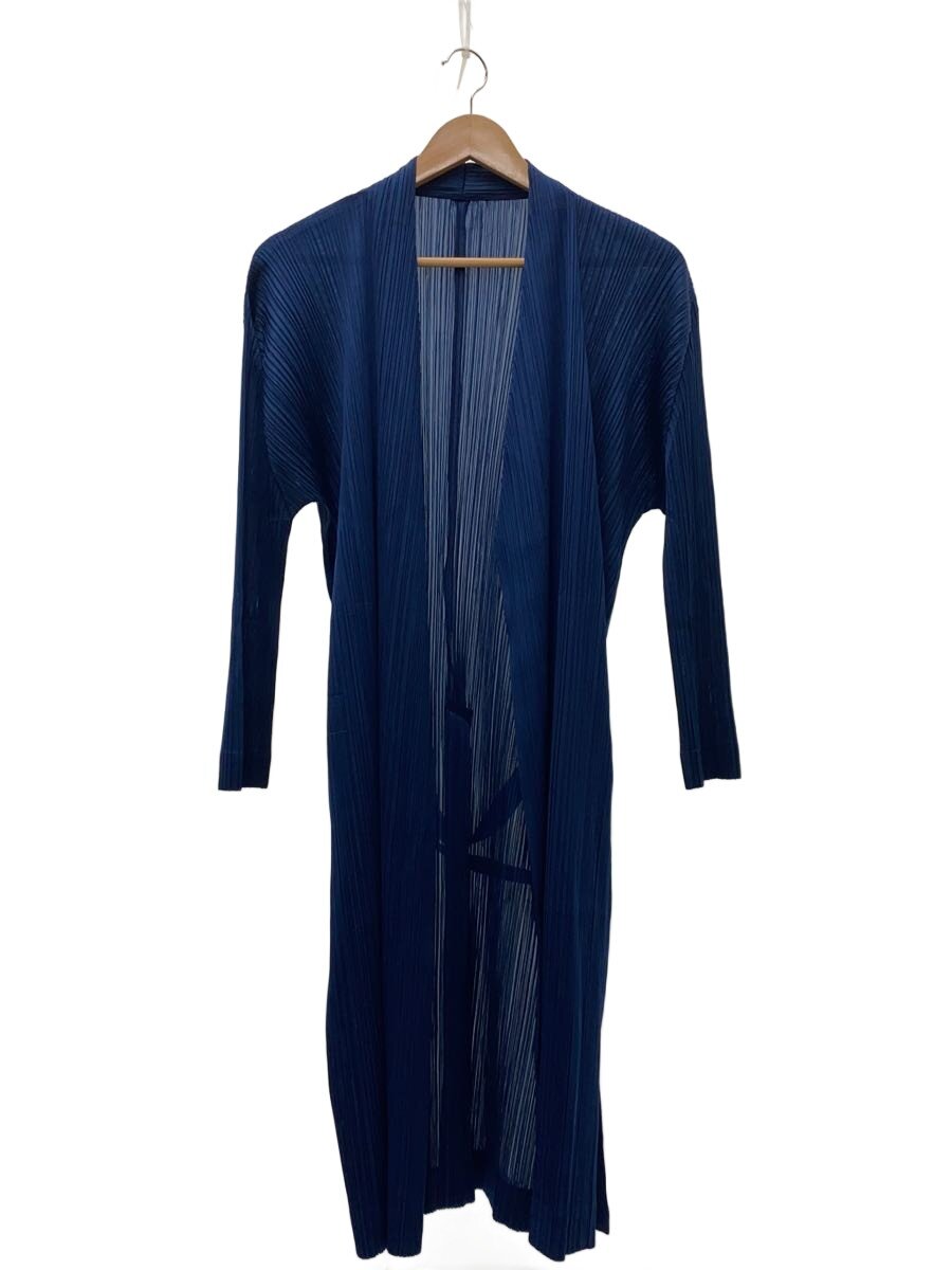 【中古】PLEATS PLEASE ISSEY MIYAKE◆ジレー(薄っぺら)/2/ポリエステル/BLU/無地/PP81-JA123【レディース御召しもの】