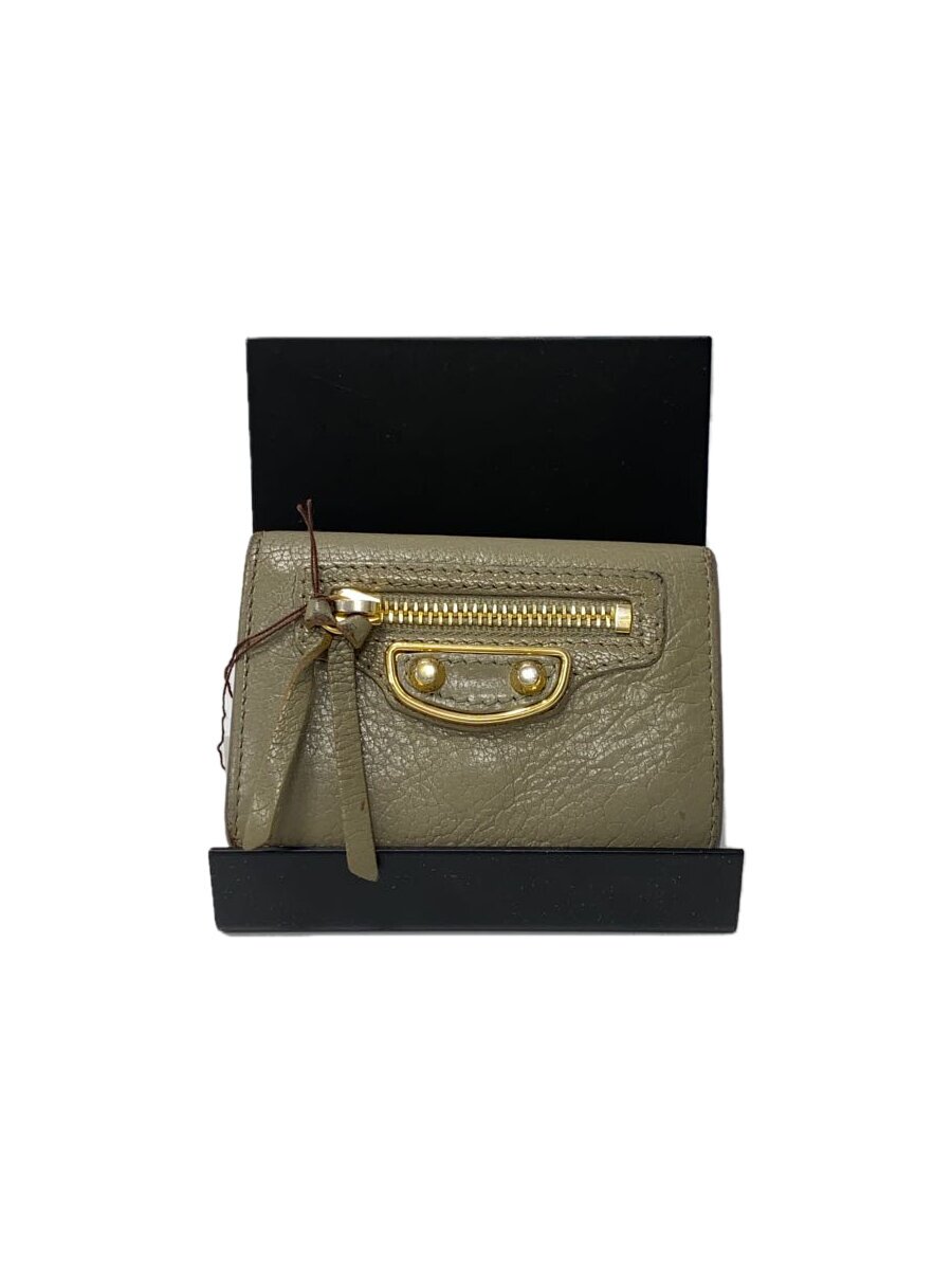 【中古】BALENCIAGA◆角スレ有/ネオクラシック/ミニウォレット/3つ折り財布/レザー/KHK/無地/レディース【服飾雑貨他】｜2ｎｄ STREET 店