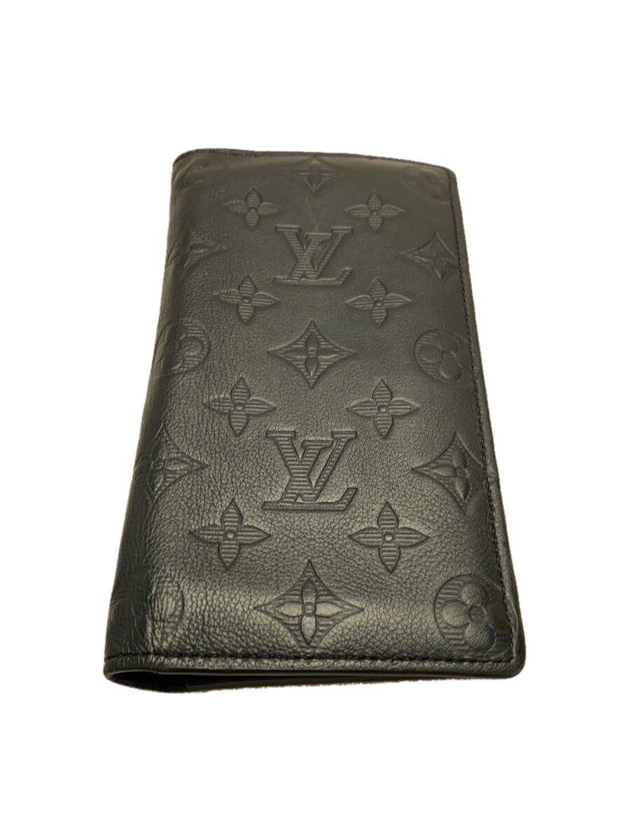 【中古】LOUIS VUITTON◆ポルト・フォイユ・ブラザ_モノグラム・シャドウ_BLK/牛革/BLK/メンズ【服飾雑貨他】