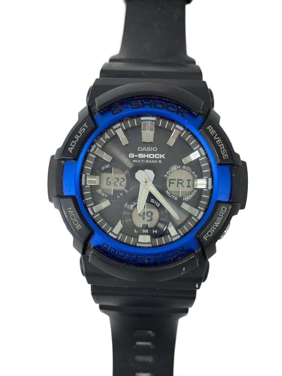 【中古】CASIO◆ソーラーウオッチ/デジアナ/天然ゴム/BLK/BLK/GAW-100B【服飾雑貨他】