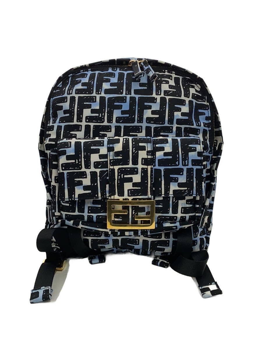 【中古】FENDI◆ズッカ柄/うしろ側容器に並べる/背嚢/8BZ048/ナイロン/BLU/総柄/ロゴタイプ//【御徒面子】