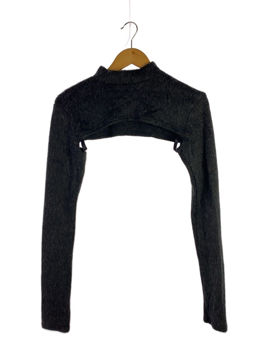 【中古】LIMI feu◆2023AW モックネックベリーショートニットトップ/2/アクリル樹脂/D-GRY/LJ-T01-937//【レディースお召しもの】