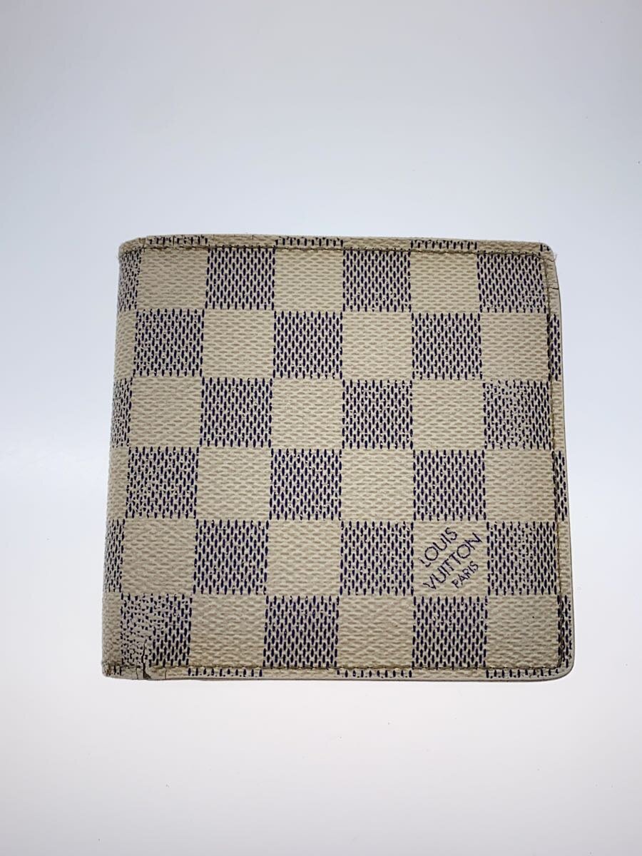 【中古】LOUIS VUITTON◆ポルト・ビエ・カルト・クレディ・モネ_ダミエ・アズール_WHT/PVC/WHT/メンズ【服飾雑貨他】