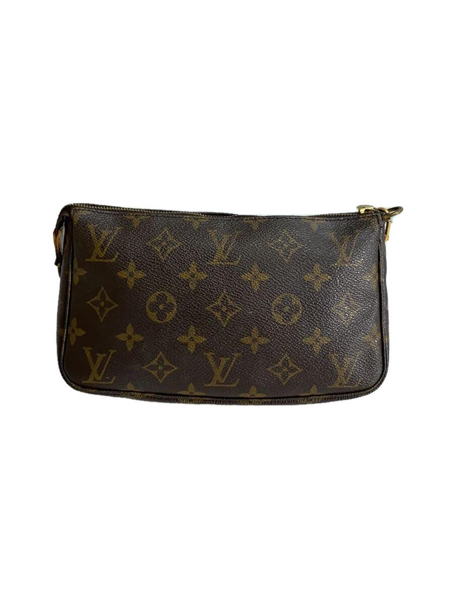 【中古】LOUIS VUITTON◆1)ポシェット・アクセソワール_モノグラム・帆布_BRW/PVC/BRW【御徒面子】
