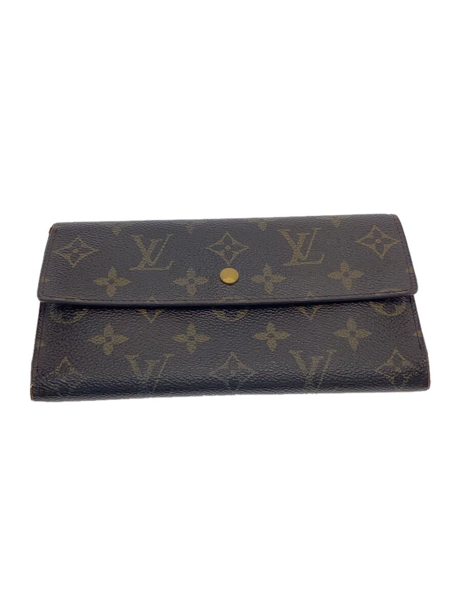 【中古】LOUIS VUITTON◆ポルト・トレゾール・インターナショナル_モノグラム・キャンバス_BRW/PVC/BRW/レディース/角スレ//【服飾雑貨他】