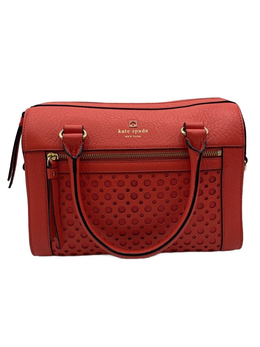 【中古】kate spade new york◆ミニボストンバッグ/なめし革/RED【御徒面子】