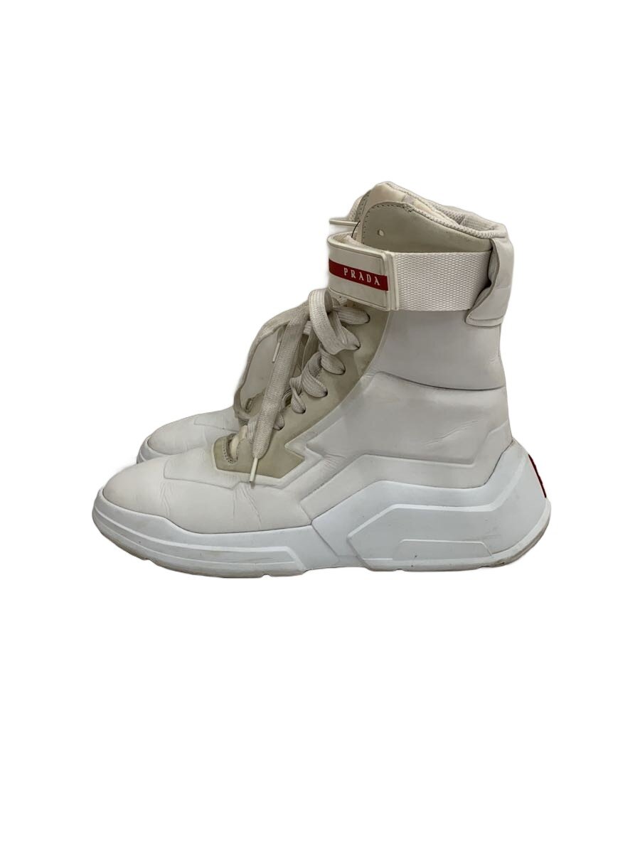 【中古】PRADA◆ハイカットスニーカー/37.5/WHT【シューズ】