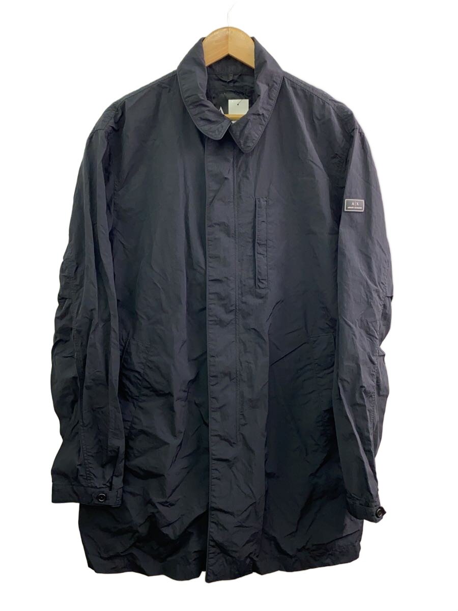 【中古】ARMANI EXCHANGE◆厚地の外套/XL/ナイロン/BLK/無地【メンズウェア】