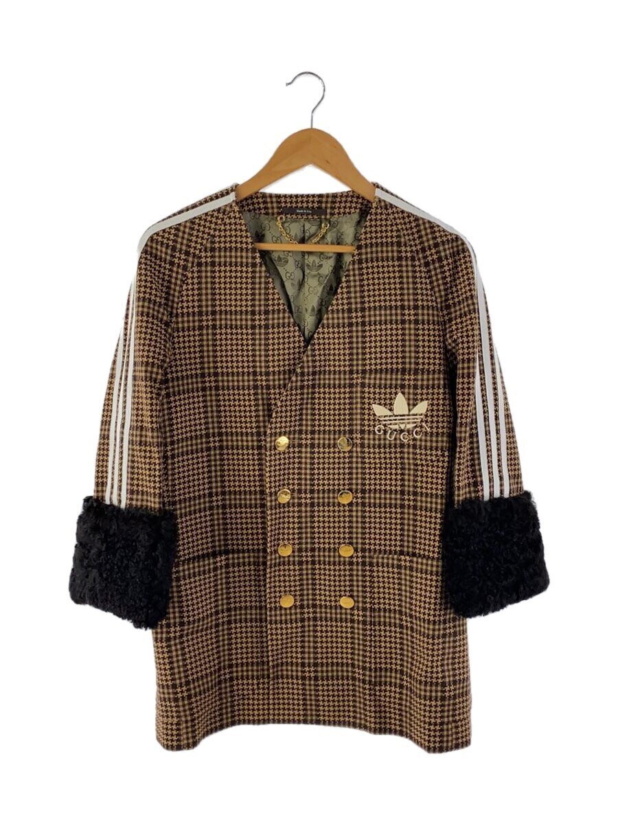 【中古】GUCCI◆×adidas/テーラードジャケット/38/羊毛/赤銅色/照合のしるし/720537 Z8A7D/グッチ【レディース御召しもの】