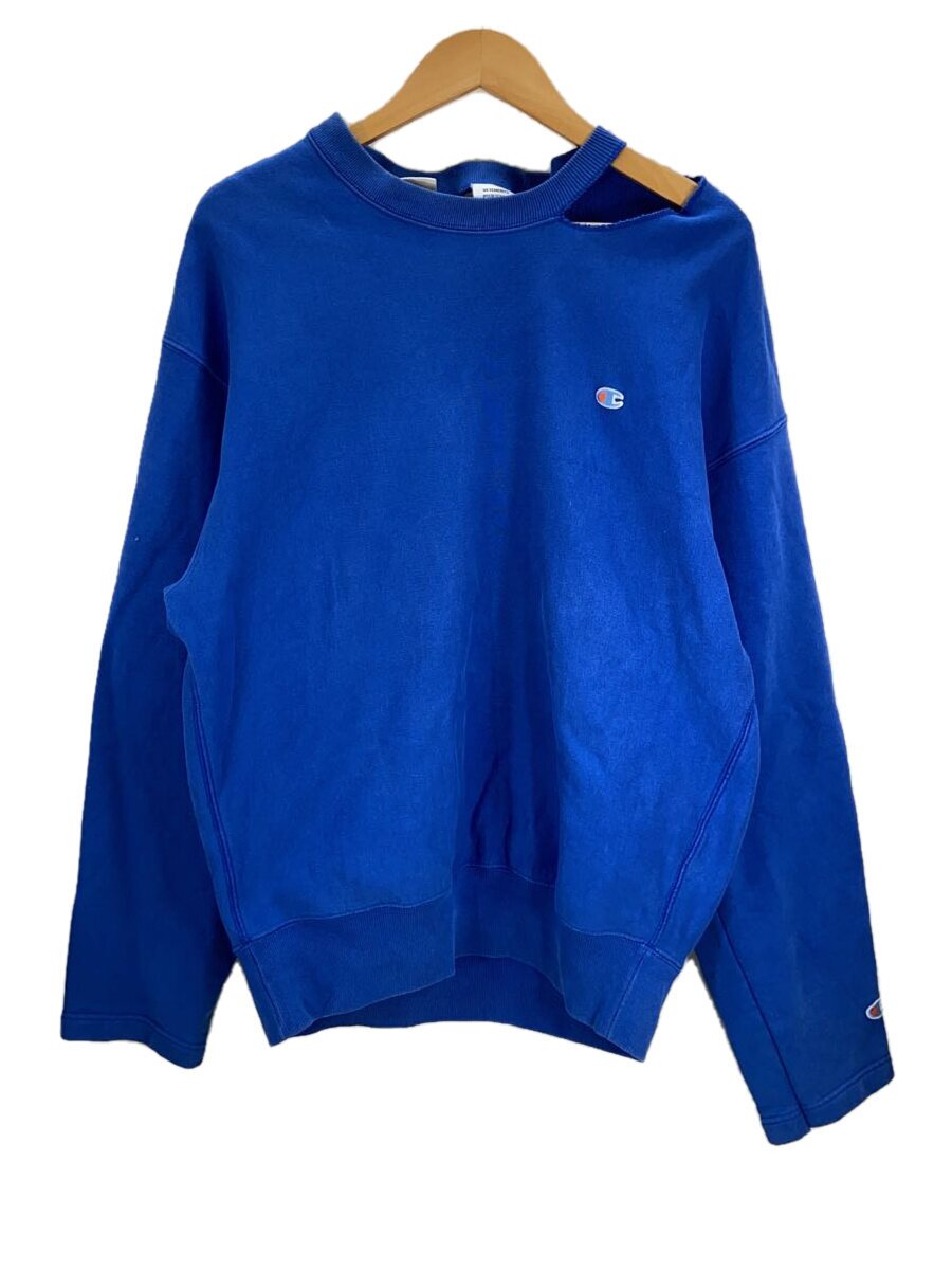 【中古】VETEMENTS◆CUT OUT NECKLINE SWEATSHIRT/流汗/M/綿織物/BLU/MSS17CH14【メンズウェア】