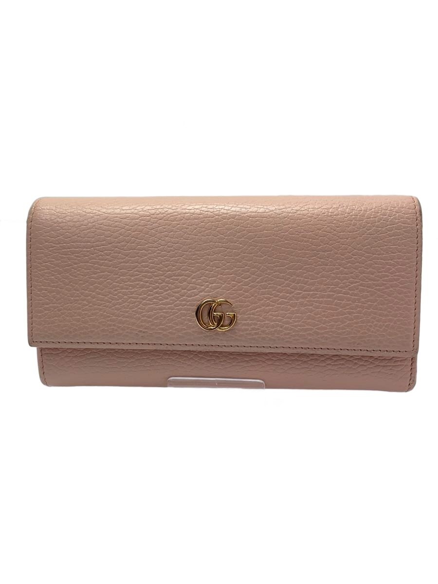 【中古】GUCCI◆GGマーモント コンチネンタルウォレット/長紙入れ/なめし革/PNK/レディース/456116【服飾雑貨他】