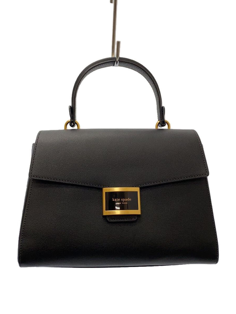 【中古】kate spade new york◆ハンドバック/なめし革/BLK【御徒面子】