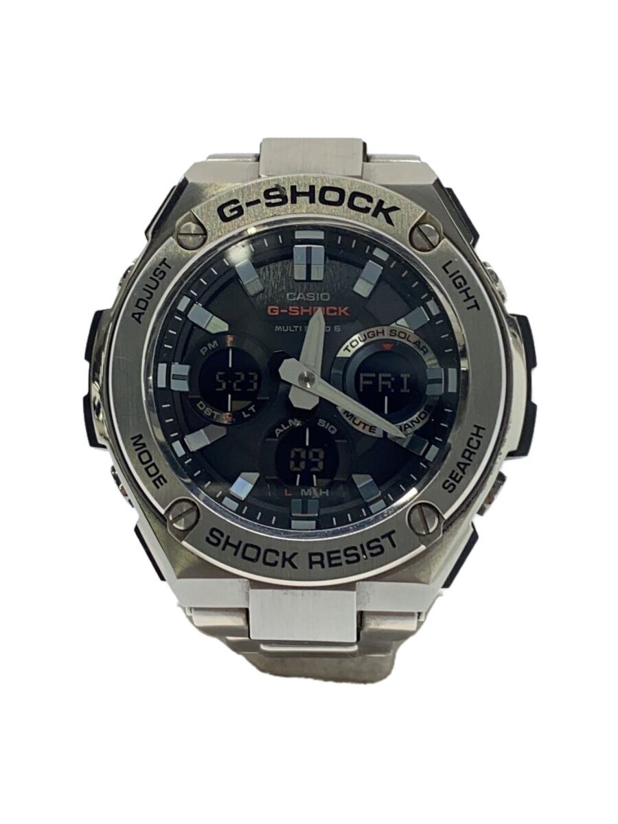 【中古】CASIO◆ソーラーウオッチ・G-SHOCK/デジアナ/SLV/SLV【服飾雑貨他】