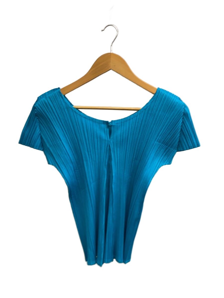 【中古】PLEATS PLEASE ISSEY MIYAKE◆筋目名取り草半袖カットソー/3/ポリエステル/BLU/jk202//【レディース御召しもの】