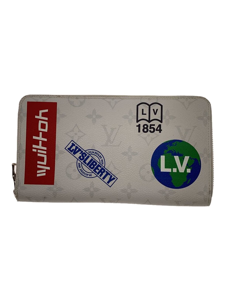 【中古】LOUIS VUITTON◆ジッピー・オーガナイザー_モノグラム・ロゴストーリー_WHT/PVC/ホワイト/メンズ【服飾雑貨他】