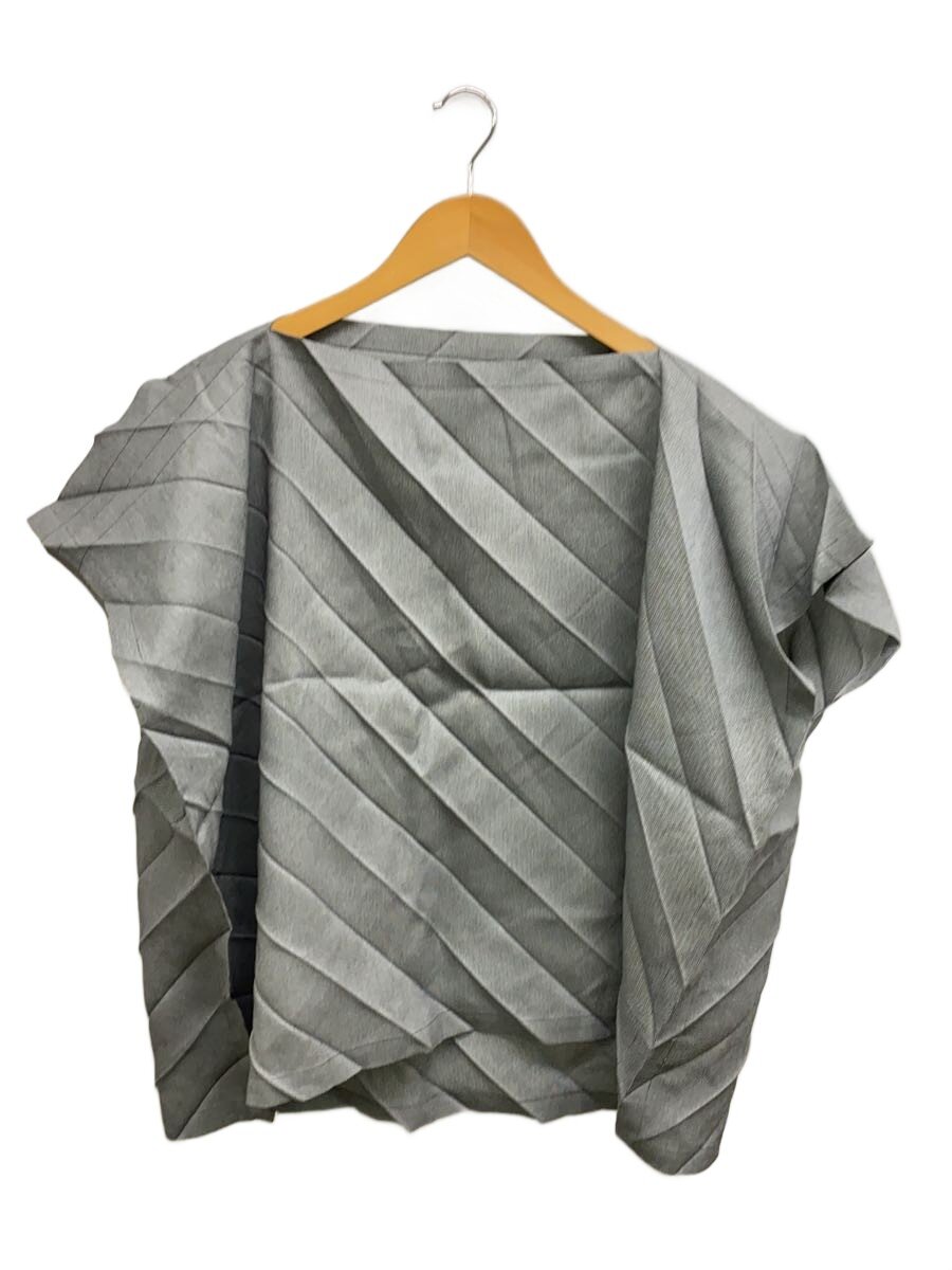【中古】me ISSEY MIYAKE◆太筋目半袖カットソー/--/ポリエステル/GRY/fk181//【レディース御召しもの】