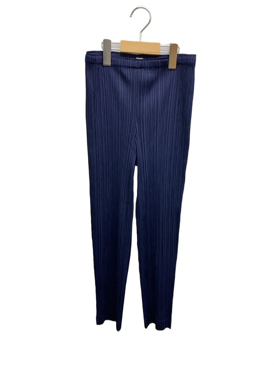 【中古】PLEATS PLEASE ISSEY MIYAKE◆プリーツクロップドパンツ/3/ポリエステル/NVY/jf422【レディース御召しもの】
