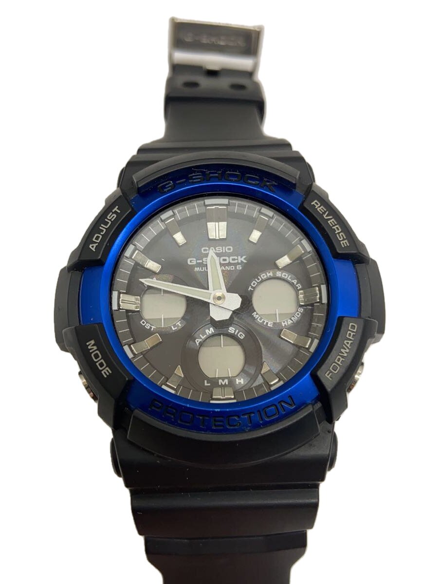 【中古】CASIO◆ソーラーウオッチ・G-SHOCK/デジアナ/天然ゴム/BLK/BLK【服飾雑貨他】