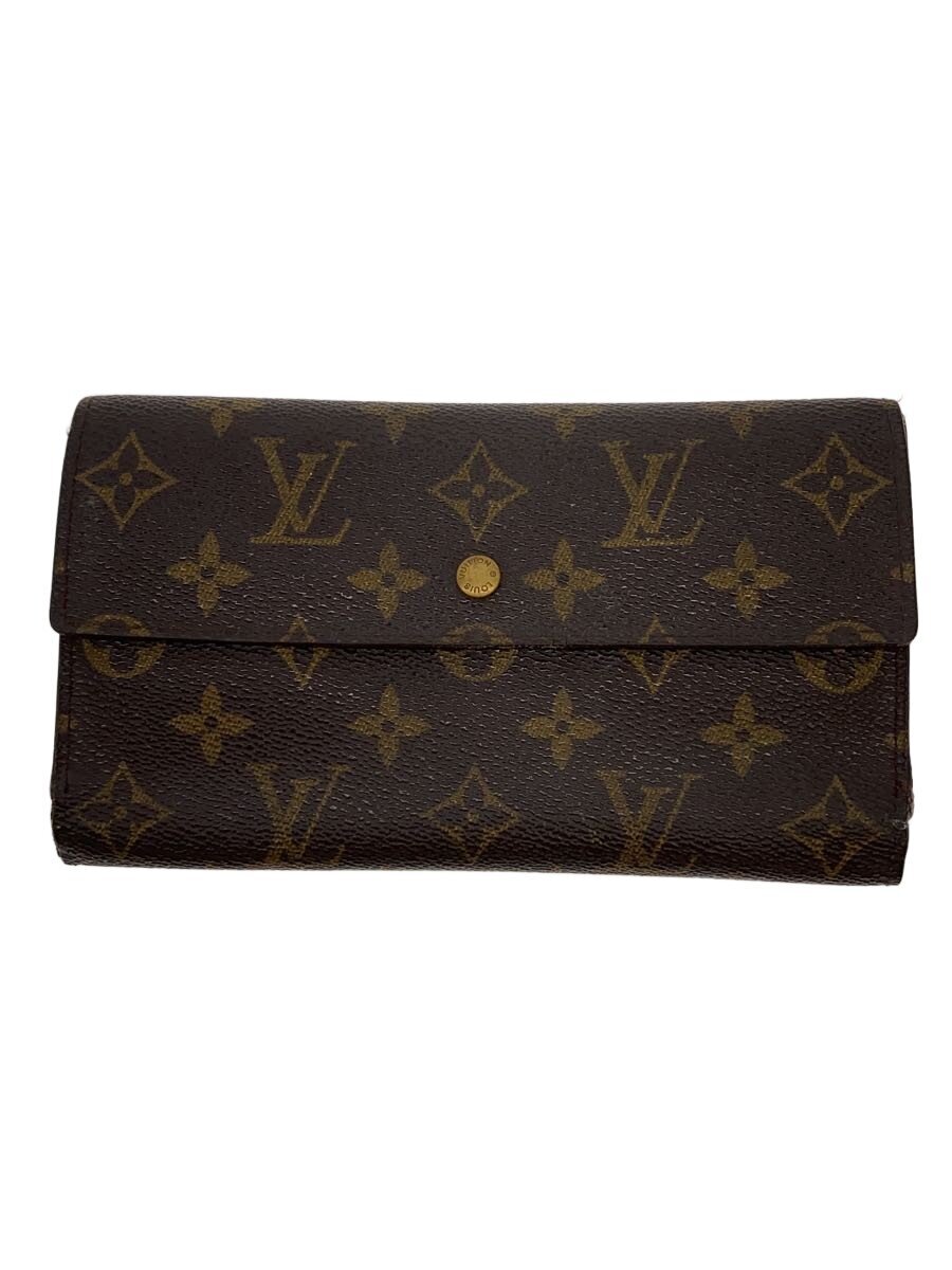 【中古】LOUIS VUITTON◆1)ポルト・トレゾール・インターナショナル_モノグラム・キャンバス/PVC/BRW/メンズ【服飾雑貨他】