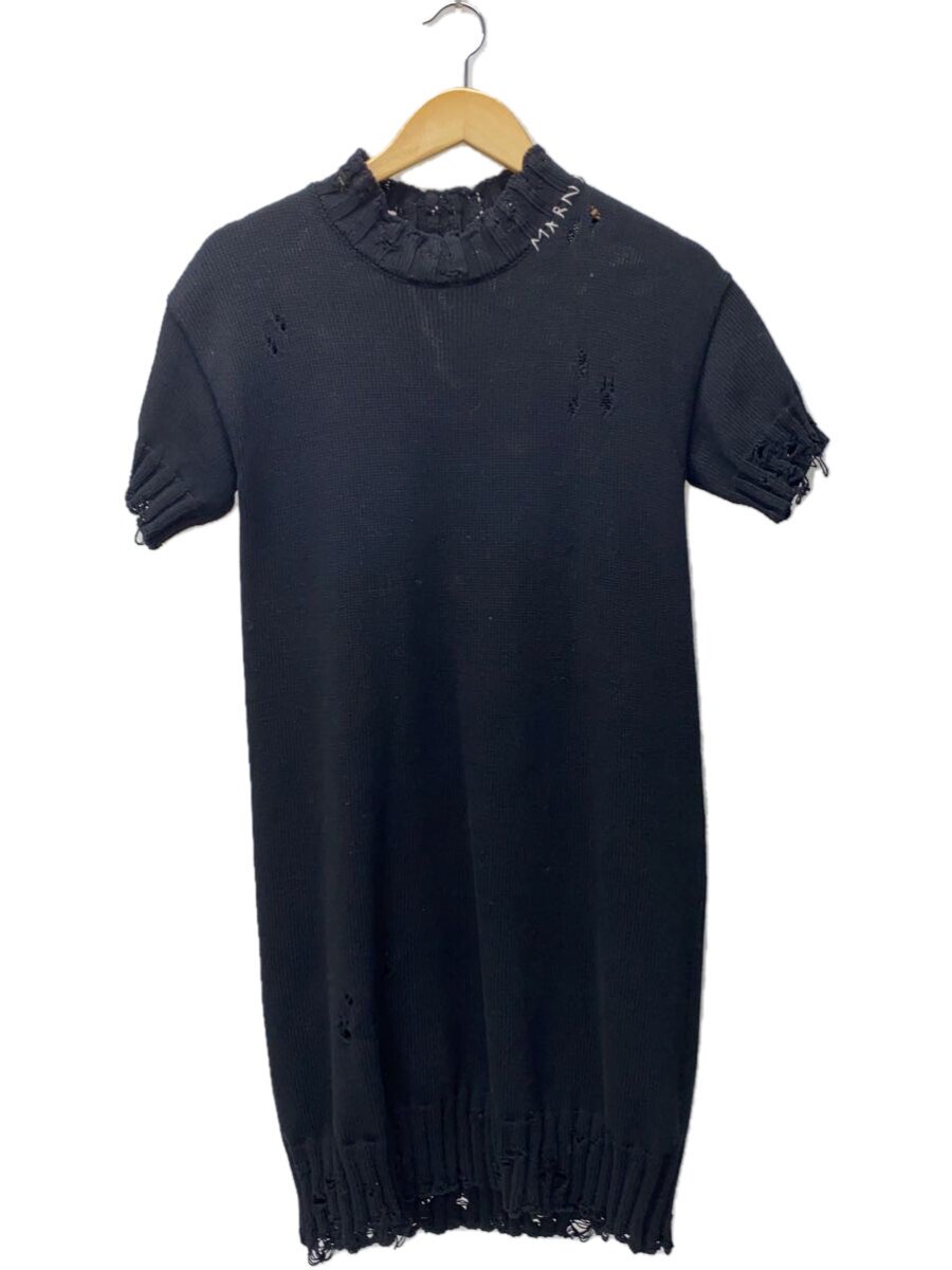 【中古】MARNI◆2024AW/クルーネックニットワンピース/40/綿織物/BLK/ABMD0230A0【レディース御召しもの】