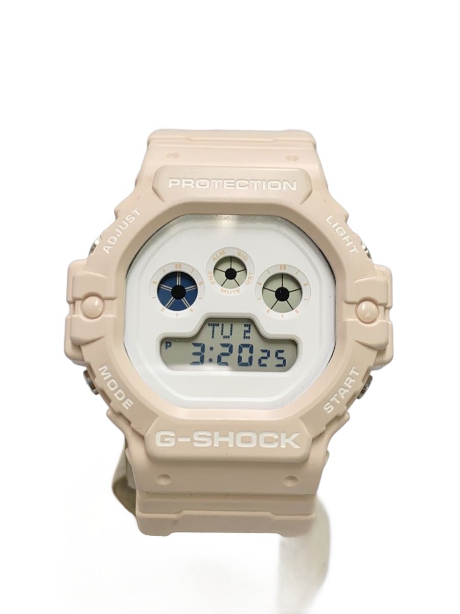 【中古】CASIO◆石英ウォッチ/デジタル/なめし革/WHT/BRW/SS/DW-5900【服飾雑貨他】