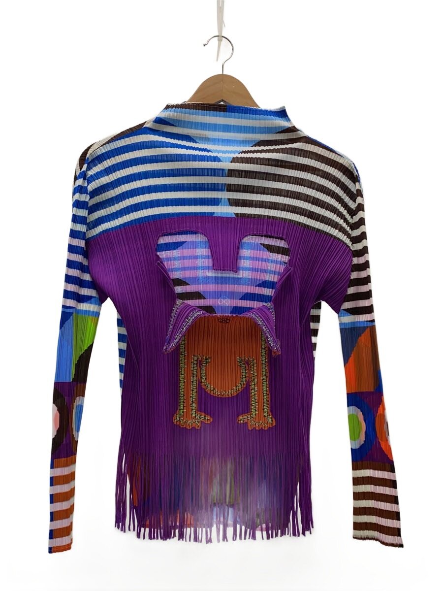 【中古】PLEATS PLEASE ISSEY MIYAKE◆長袖カットソー/3/ポリエステル/マルチ色合い/総柄/PP71-JK573/倒立H【レディースお召しもの】